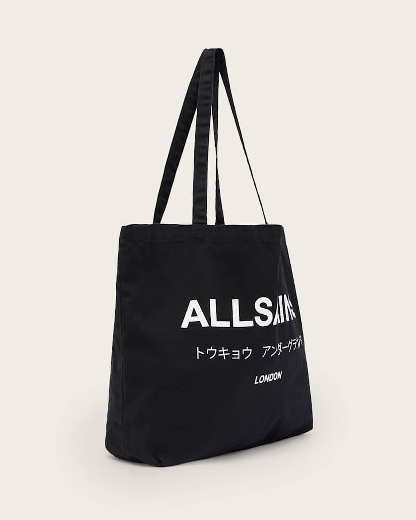 AllSaints Underground Logo Printed Tote Bag Black/Chalk