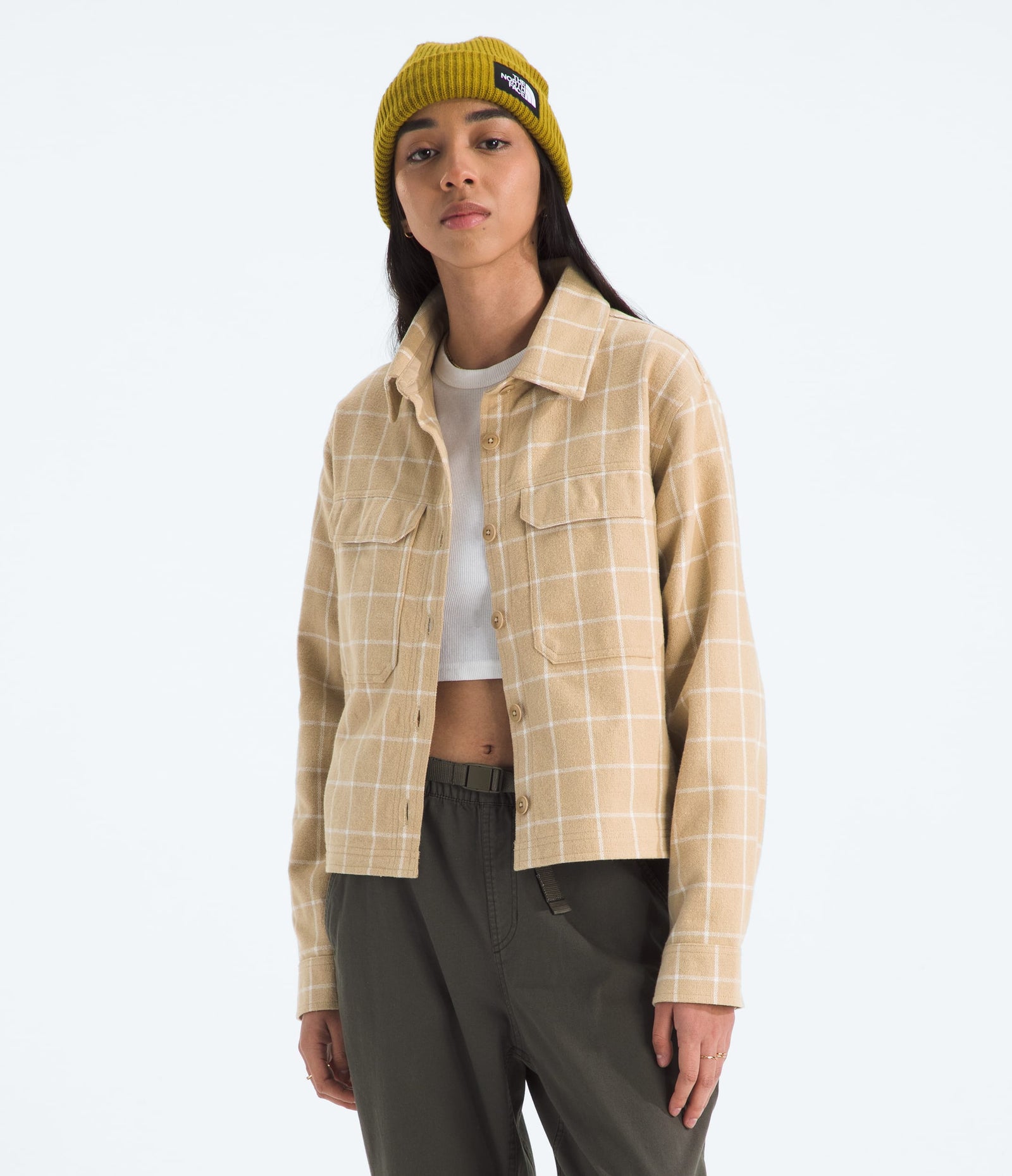 The North Face Women’s Valley Flannel Shirt—Plaid Khaki Stone Grid Large Plaid