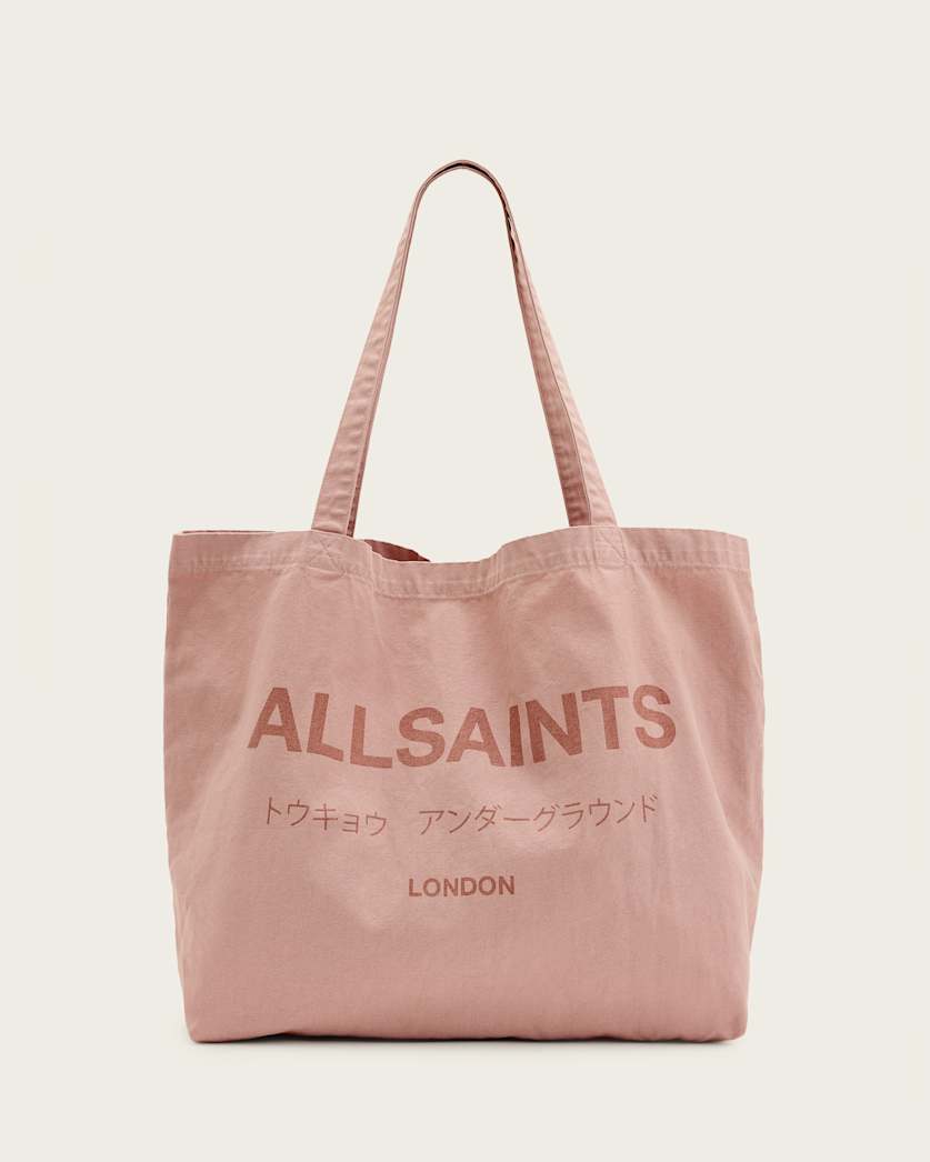 AllSaints Underground Logo Printed Tote Bag Bramble Pink