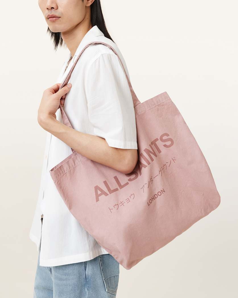 AllSaints Underground Logo Printed Tote Bag Bramble Pink