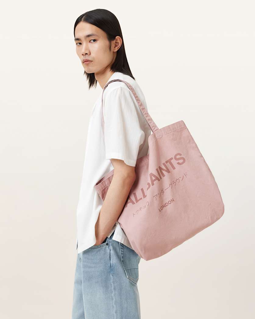 AllSaints Underground Logo Printed Tote Bag Bramble Pink