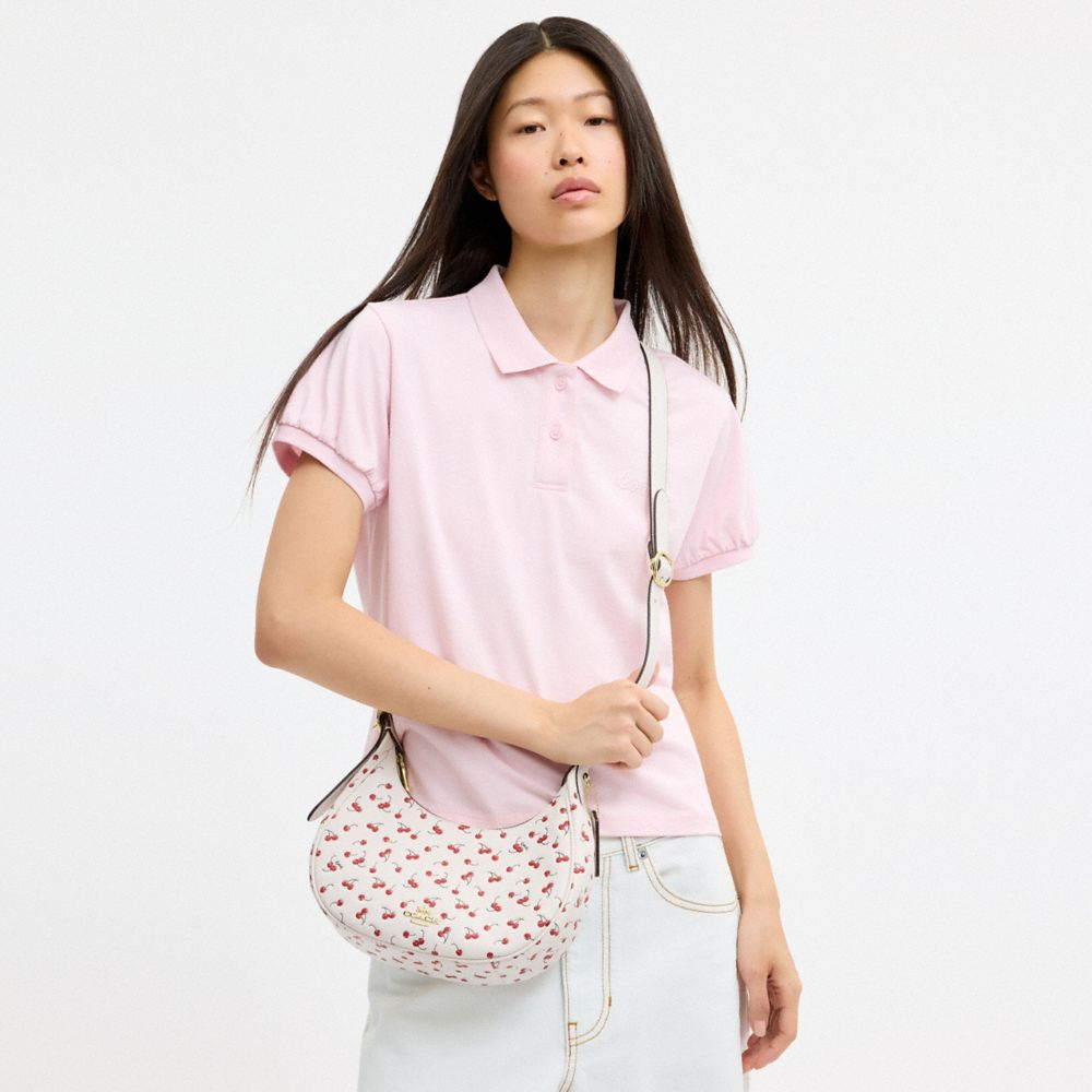 Coach Emily Shoulder Bag With Cherry Print Gold Chalk Multi