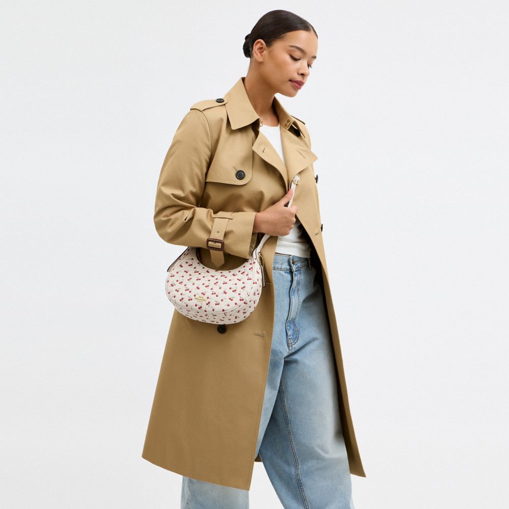 Coach Emily Shoulder Bag With Cherry Print Gold Chalk Multi