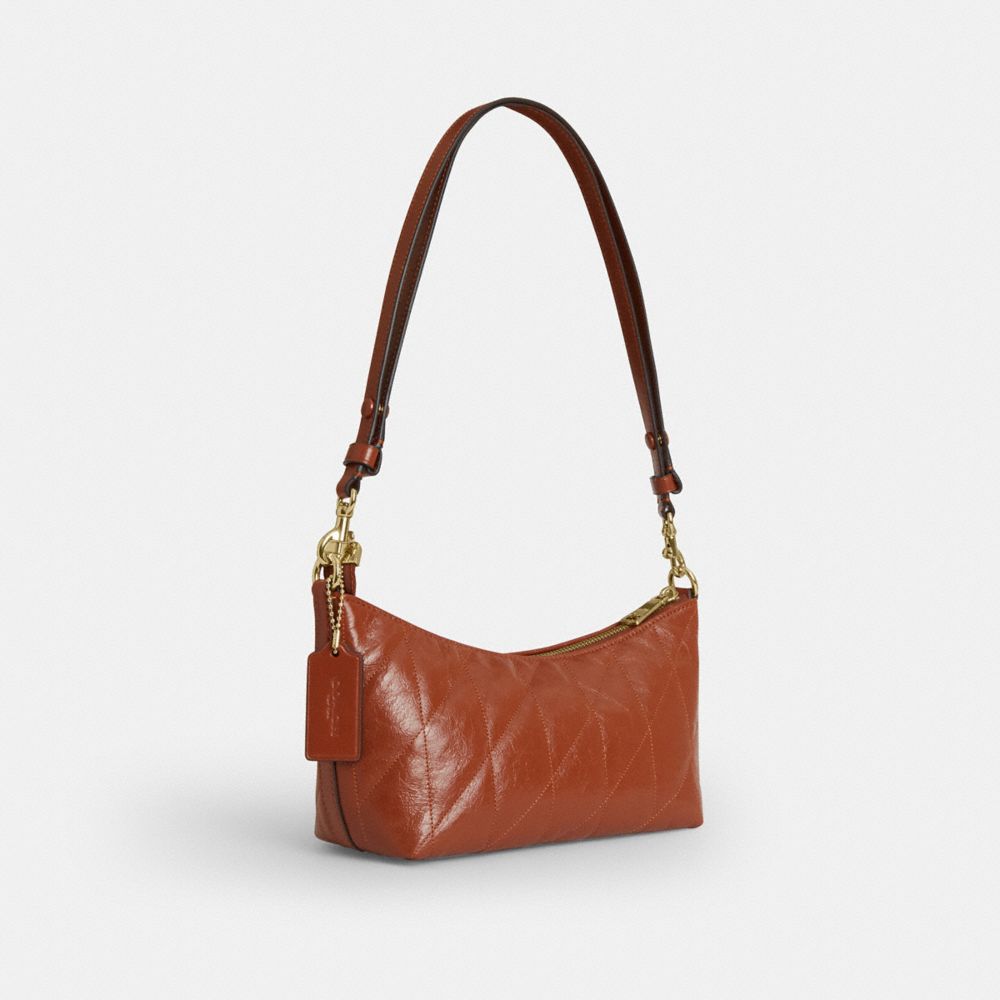 Coach Caitlin Shoulder Bag With Quilting And Charm Gold Cinnamon