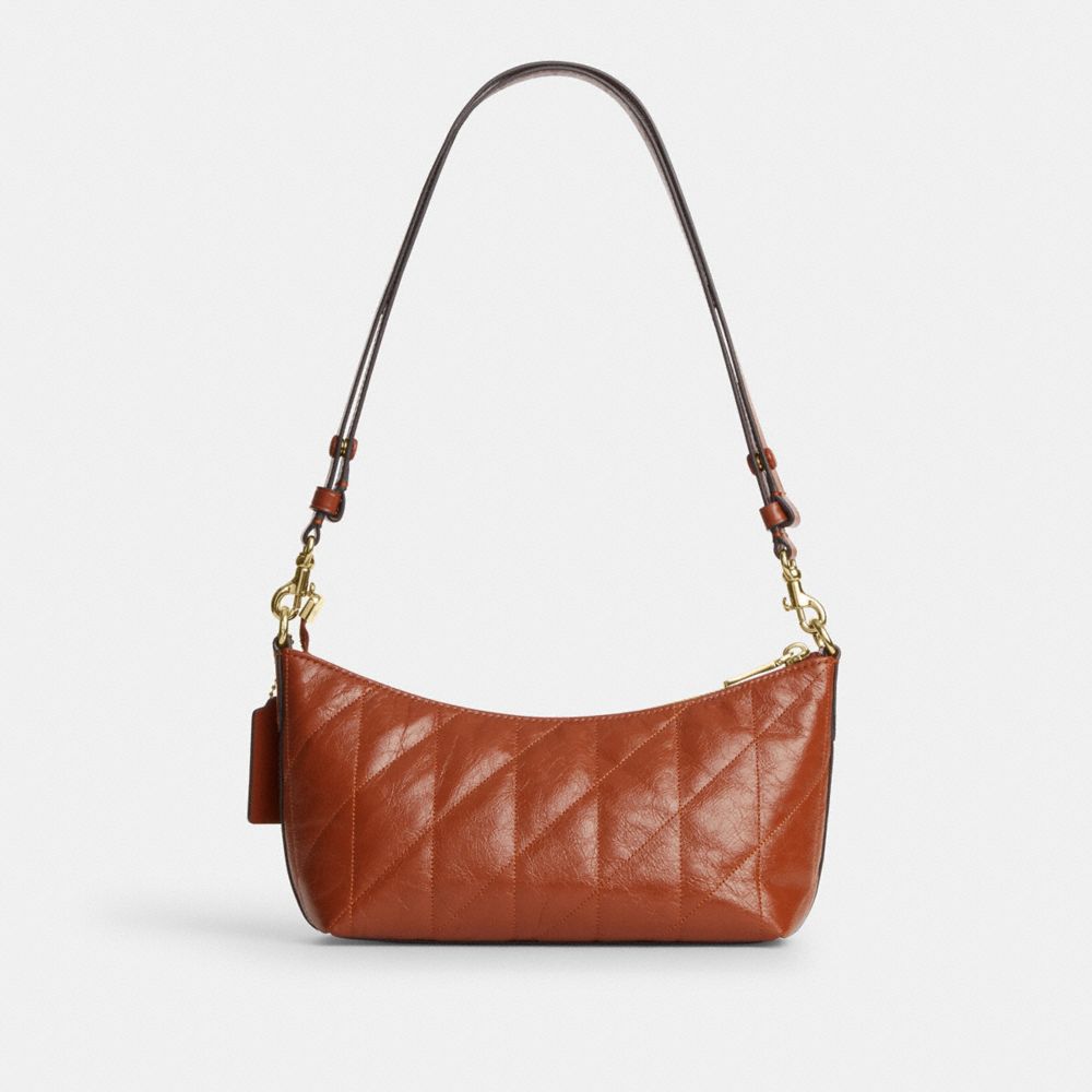 Coach Caitlin Shoulder Bag With Quilting And Charm Gold Cinnamon