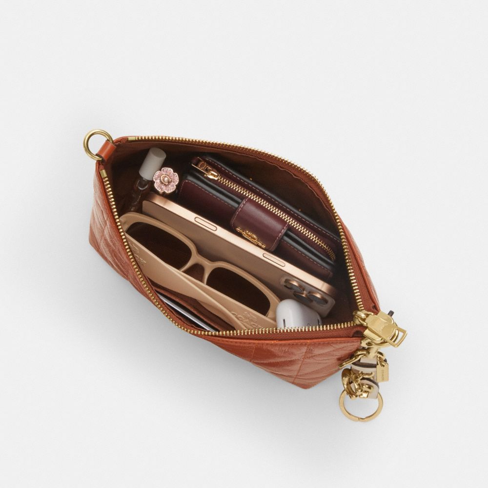 Coach Caitlin Shoulder Bag With Quilting And Charm Gold Cinnamon