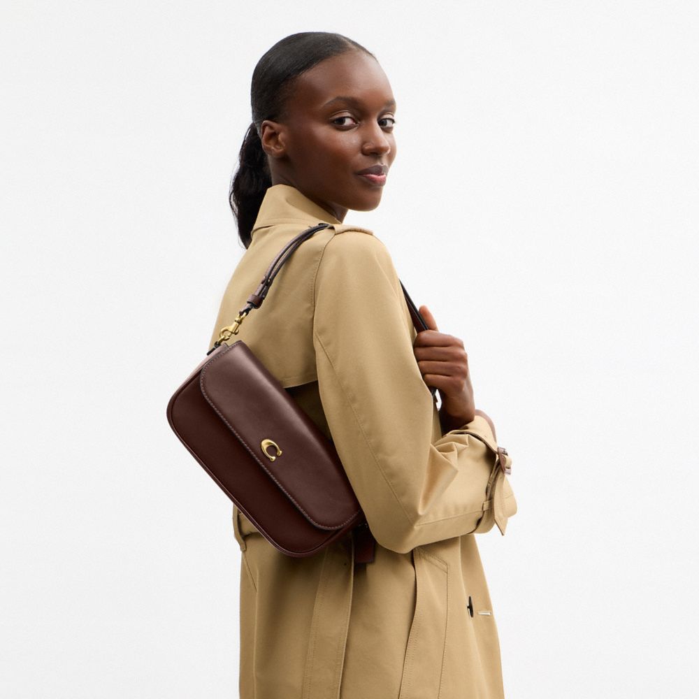 Coach Brook Flap Chain Bag Brass Maple
