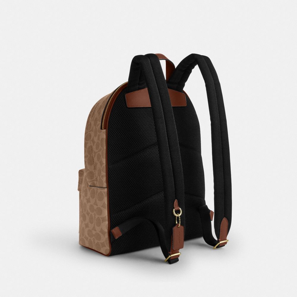 Coach Taylor Small Backpack In Signature Canvas Gold Tan Brown