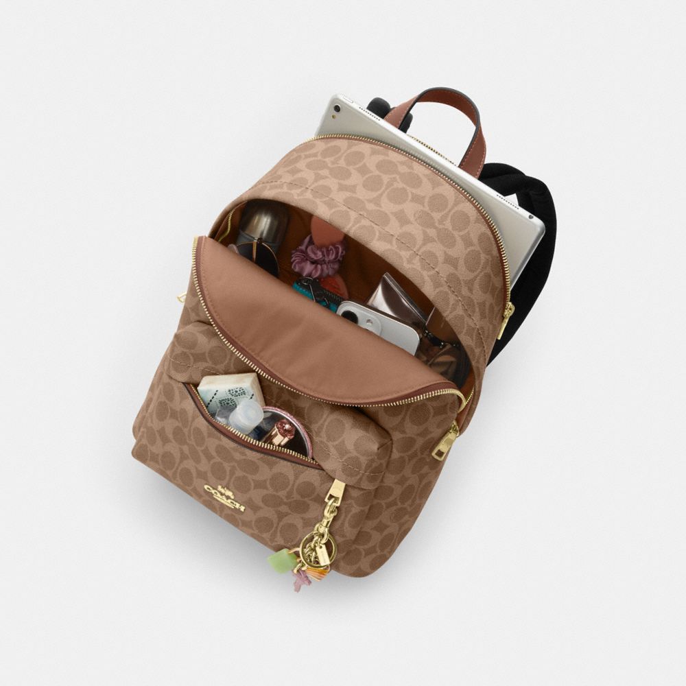 Coach Taylor Small Backpack In Signature Canvas Gold Tan Brown