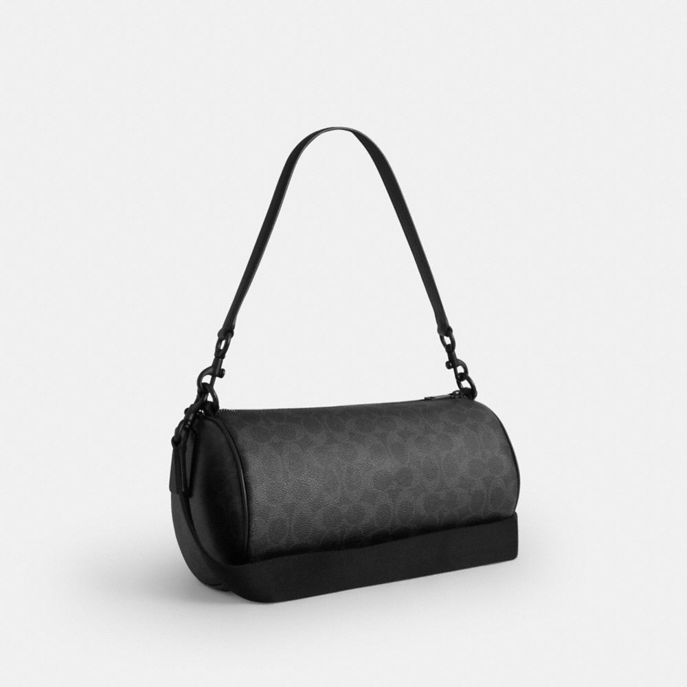 Coach Andre Barrel Bag 30 In Signature Canvas Matte Black Black Signature