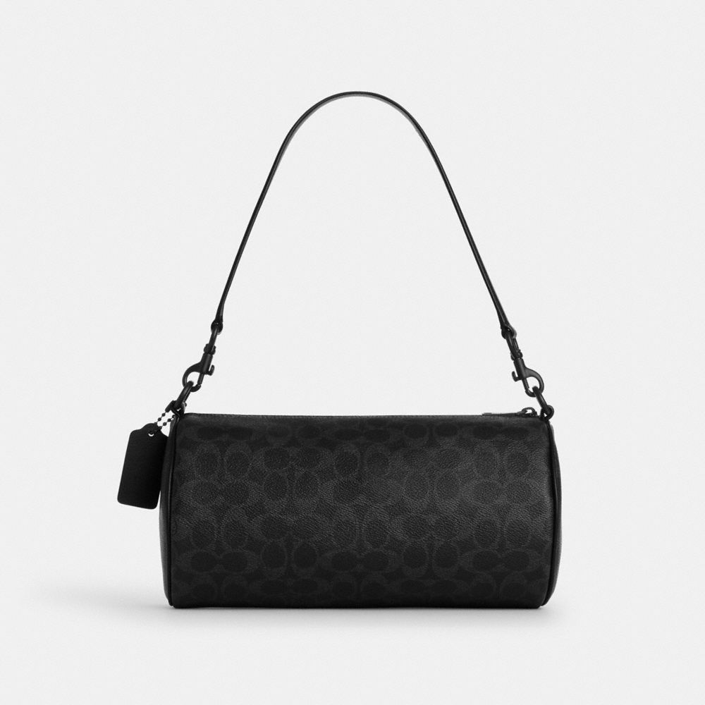 Coach Andre Barrel Bag 30 In Signature Canvas Matte Black Black Signature