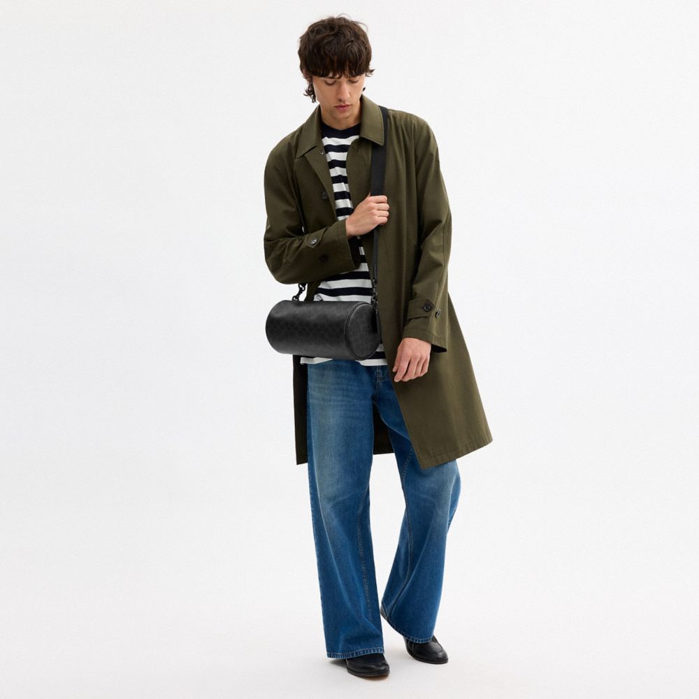 Coach Andre Barrel Bag 30 In Signature Canvas Matte Black Black Signature