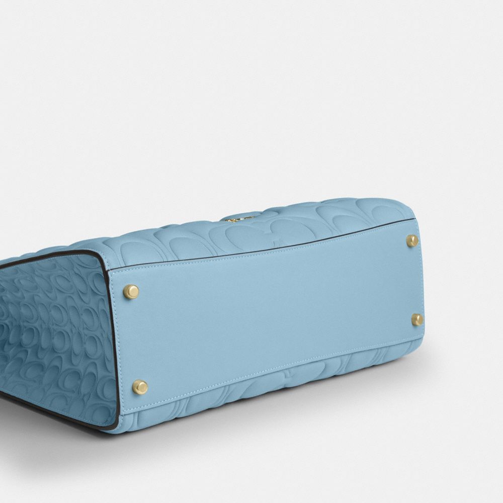 Coach Maggie Tote Bag In Signature Leather Gold Azure