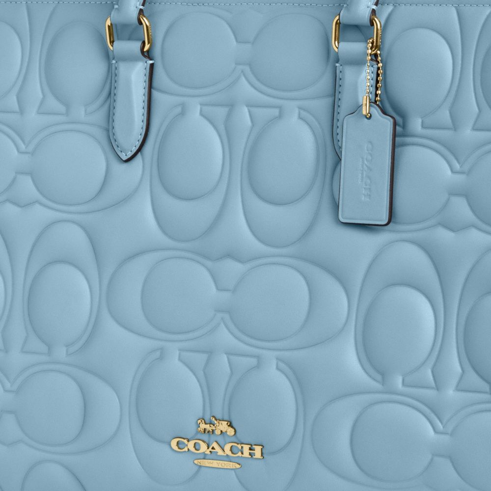Coach Maggie Tote Bag In Signature Leather Gold Azure