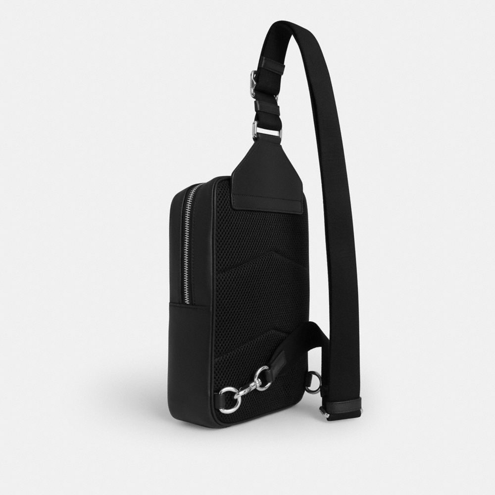 Coach Ray Pack 17 In Signature Canvas Silver Black Signature