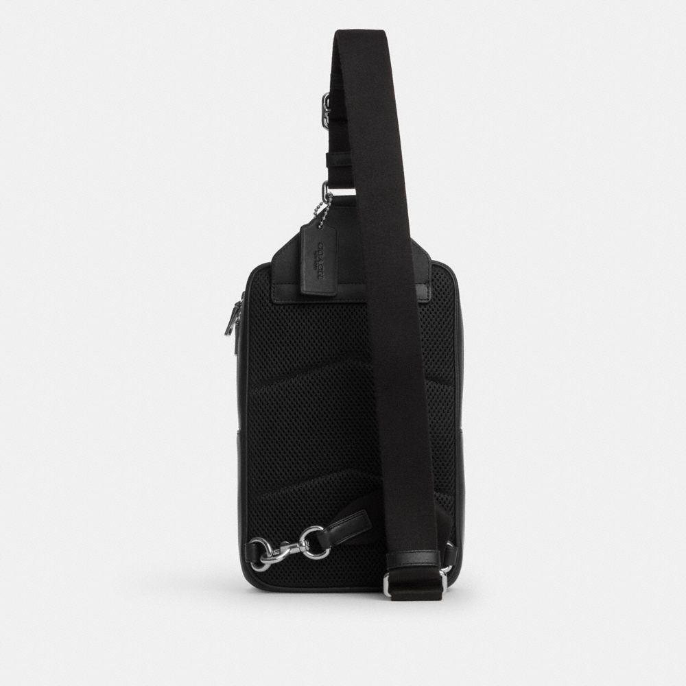 Coach Ray Pack 17 In Signature Canvas Silver Black Signature