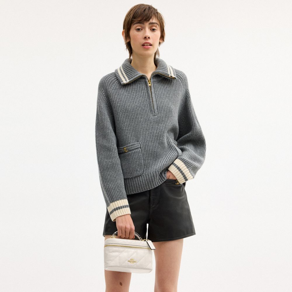 Coach Rainer Crossbody Bag 18 With Quilting Gold Chalk