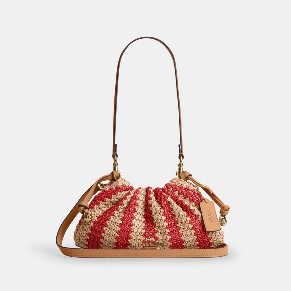 Coach Faye Shoulder Bag Gold Red Tan