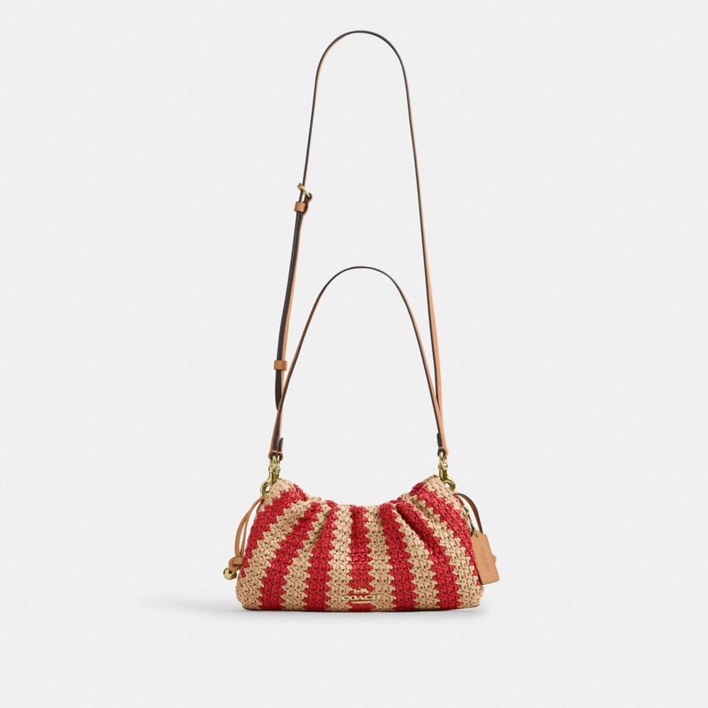 Coach Faye Shoulder Bag Gold Red Tan