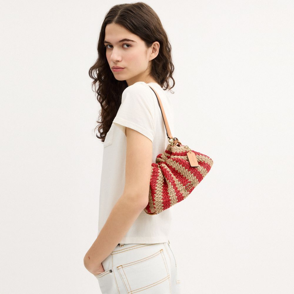 Coach Faye Shoulder Bag Gold Red Tan