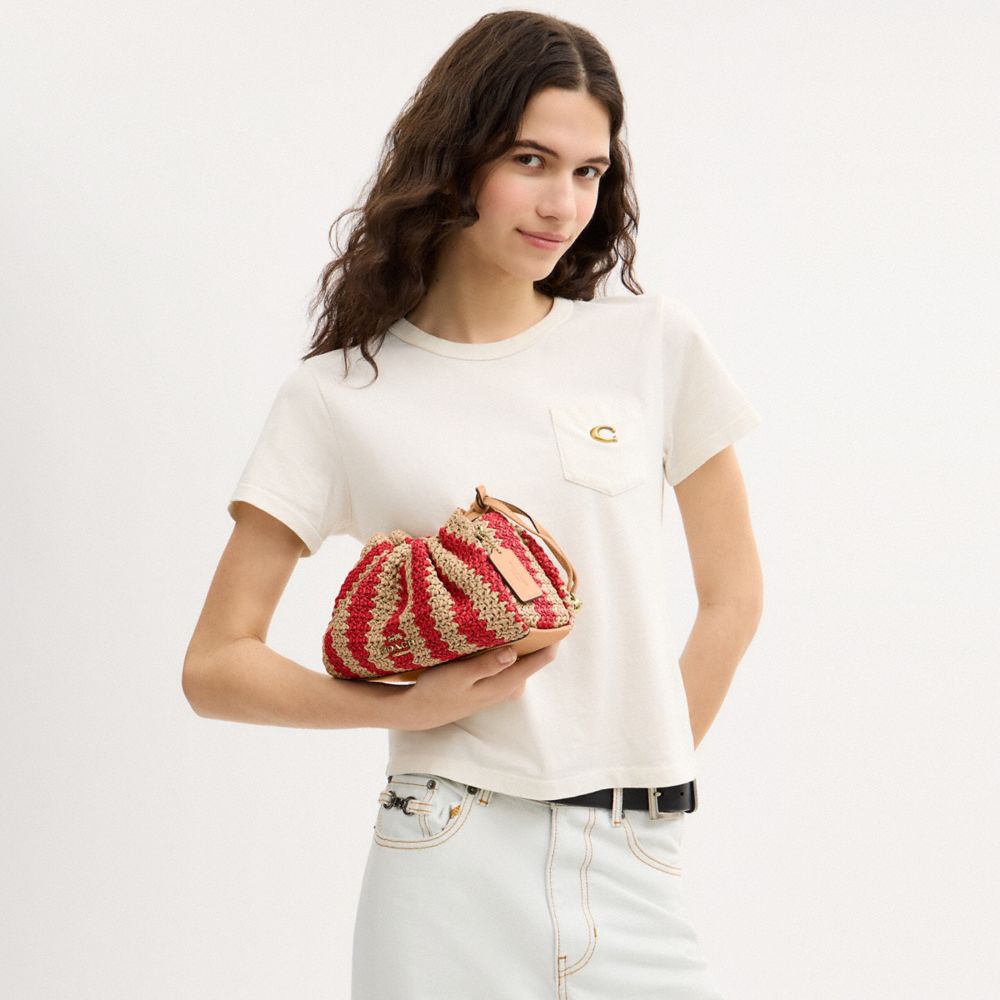 Coach Faye Shoulder Bag Gold Red Tan