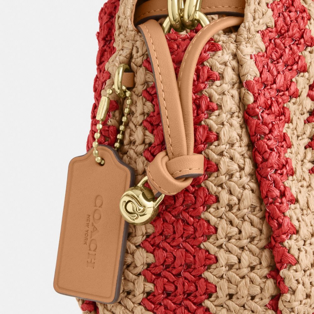 Coach Faye Shoulder Bag Gold Red Tan