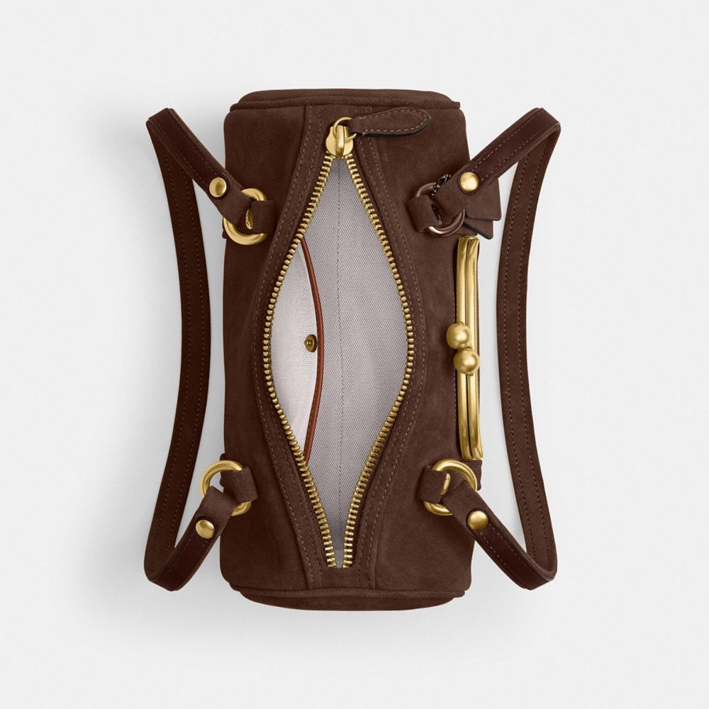 Coach Kisslock Barrel Bag 28 Brass Dark Chocolate