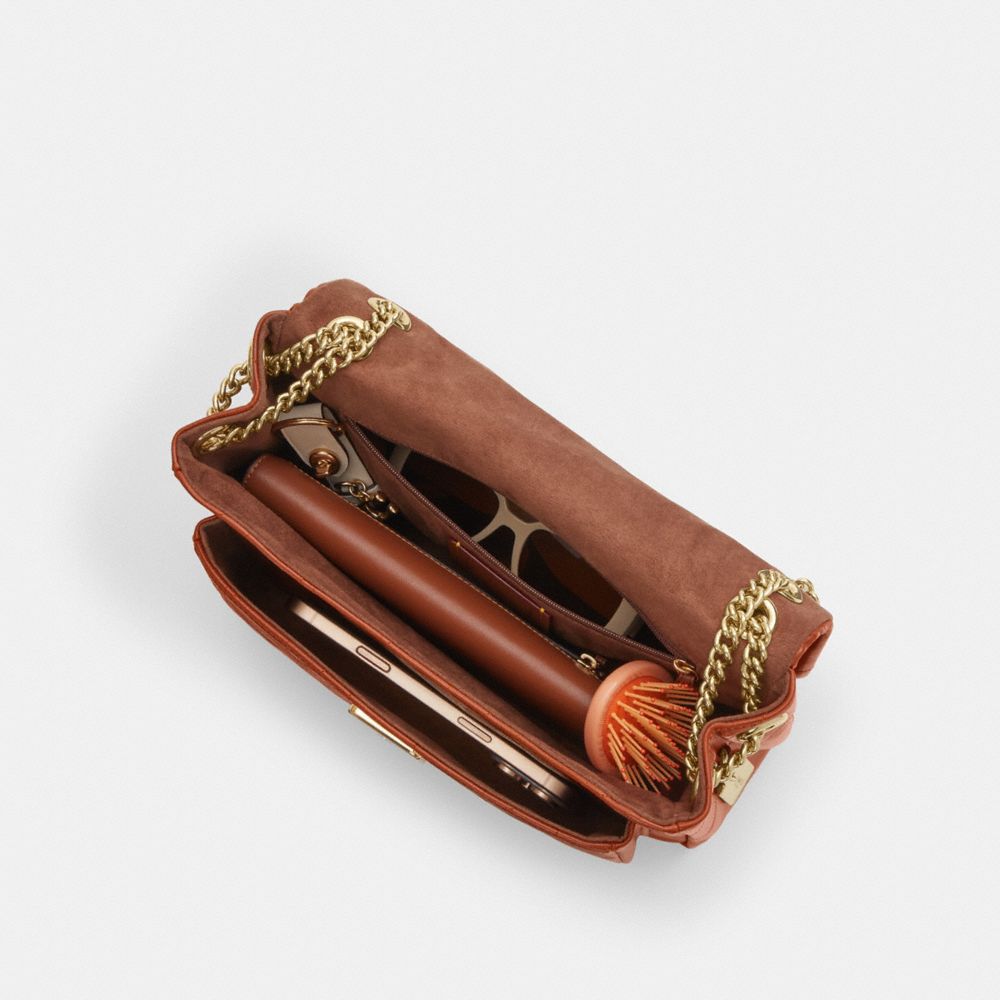 Coach Elodie Crossbody Bag With Quilting Gold Cinnamon