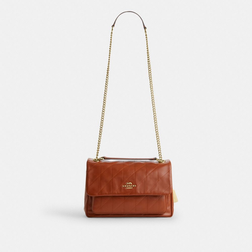 Coach Elodie Crossbody Bag With Quilting Gold Cinnamon