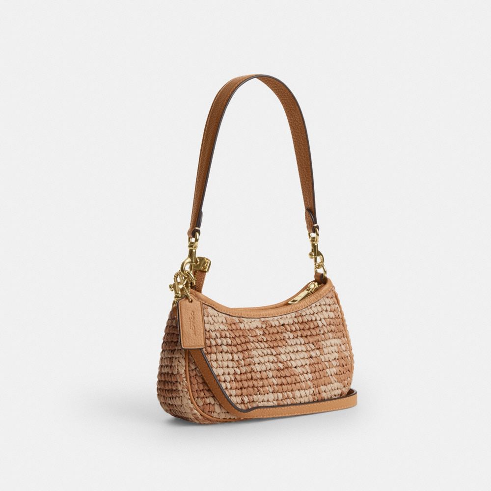 Coach Teri Mini Crossbody Bag With Gingham Print Gold Tan