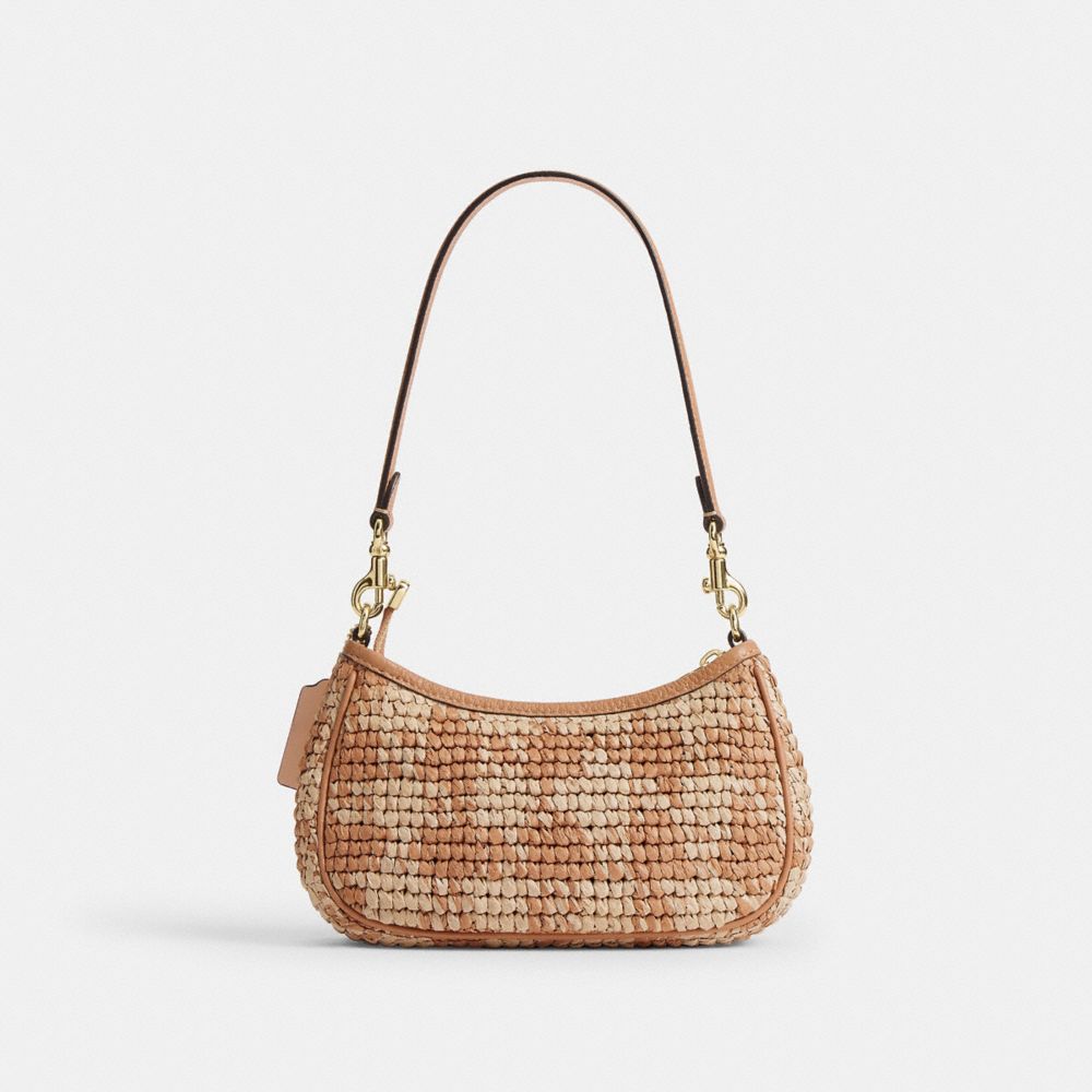 Coach Teri Mini Crossbody Bag With Gingham Print Gold Tan