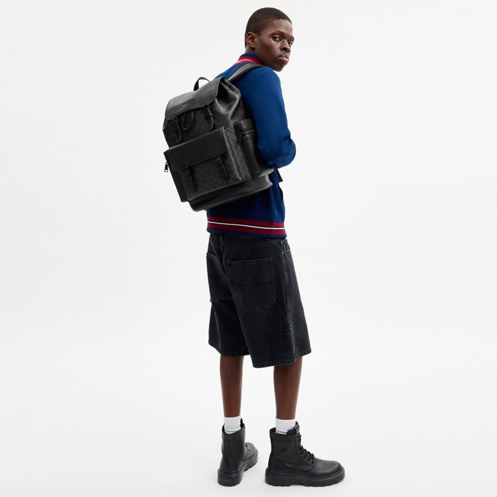Coach Sprint Backpack In Signature Canvas Matte Black Black Signature