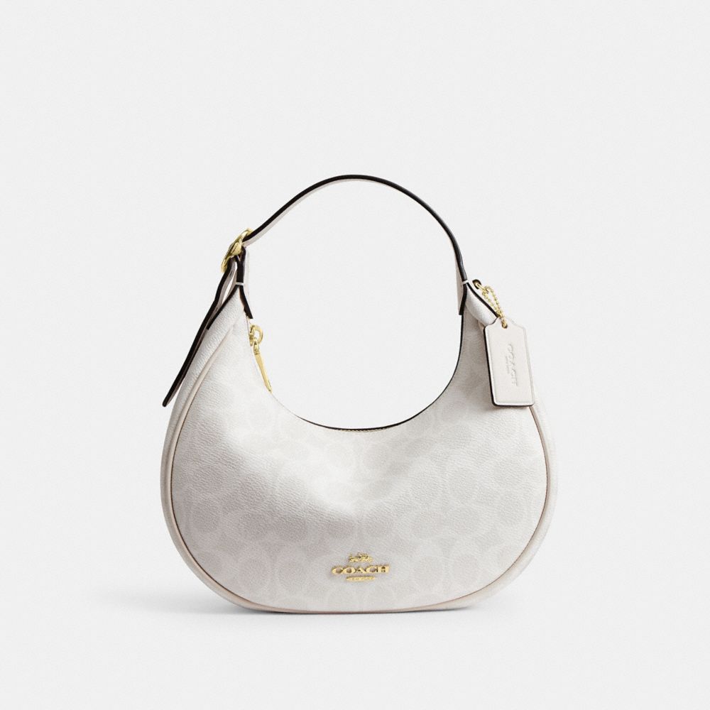 Coach Emily Shoulder Bag In Signature Canvas Gold White Chalk