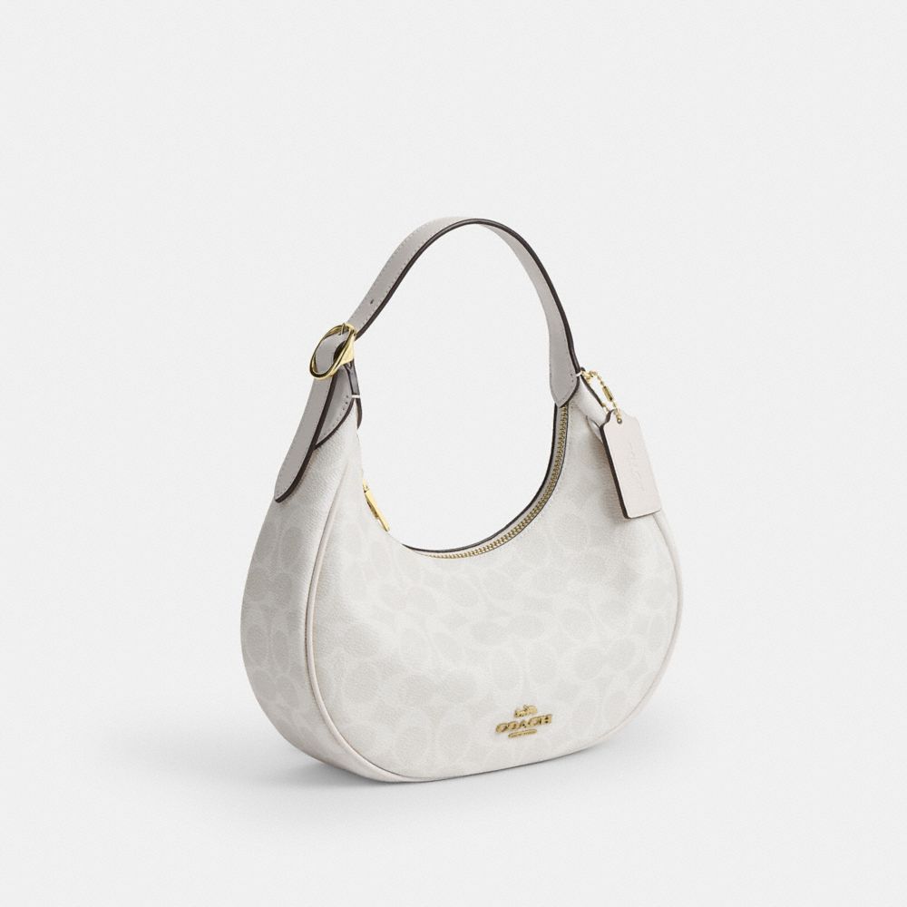 Coach Emily Shoulder Bag In Signature Canvas Gold White Chalk