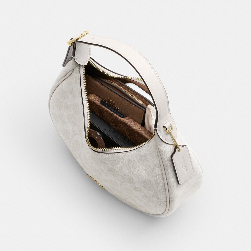 Coach Emily Shoulder Bag In Signature Canvas Gold White Chalk