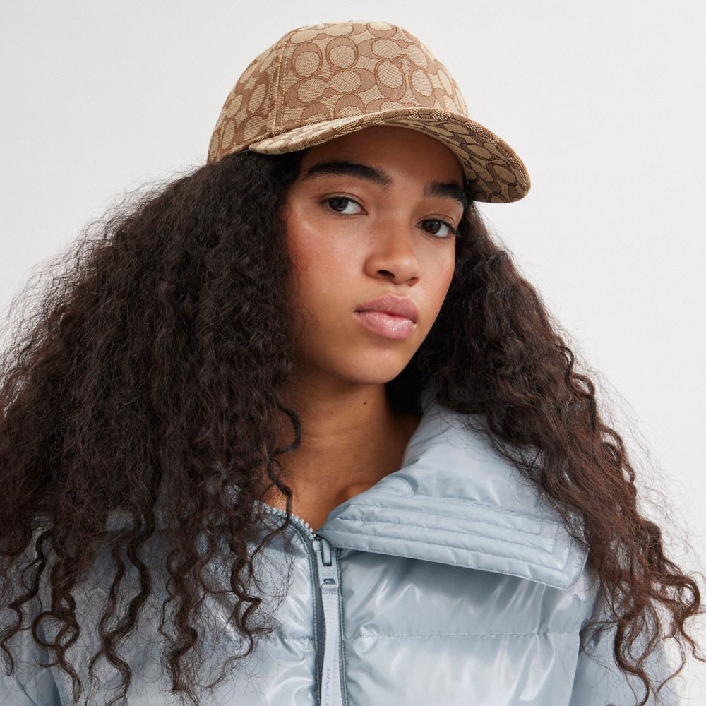 Coach Signature Jacquard Baseball Hat Khaki