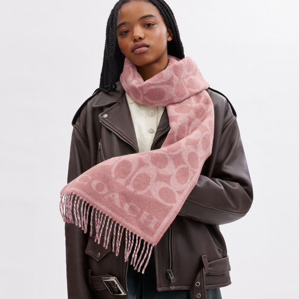 Coach Reversible Signature Cashmere Muffler True Pink