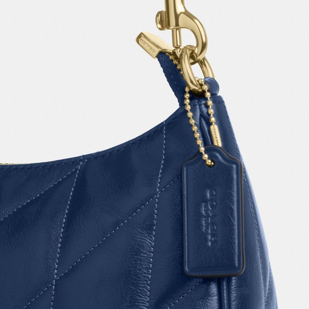 Coach Teri Shoulder Bag With Quilting Gold Deep Blue