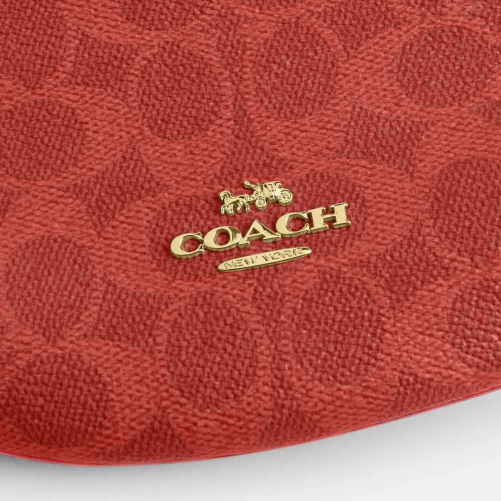 Coach Mini Payton Bag In Signature Canvas Gold Crimson