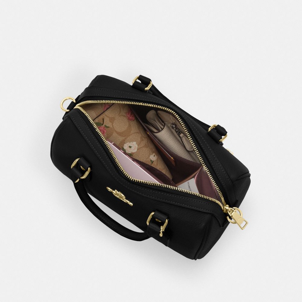 Coach Rowan Satchel Bag Gold Black