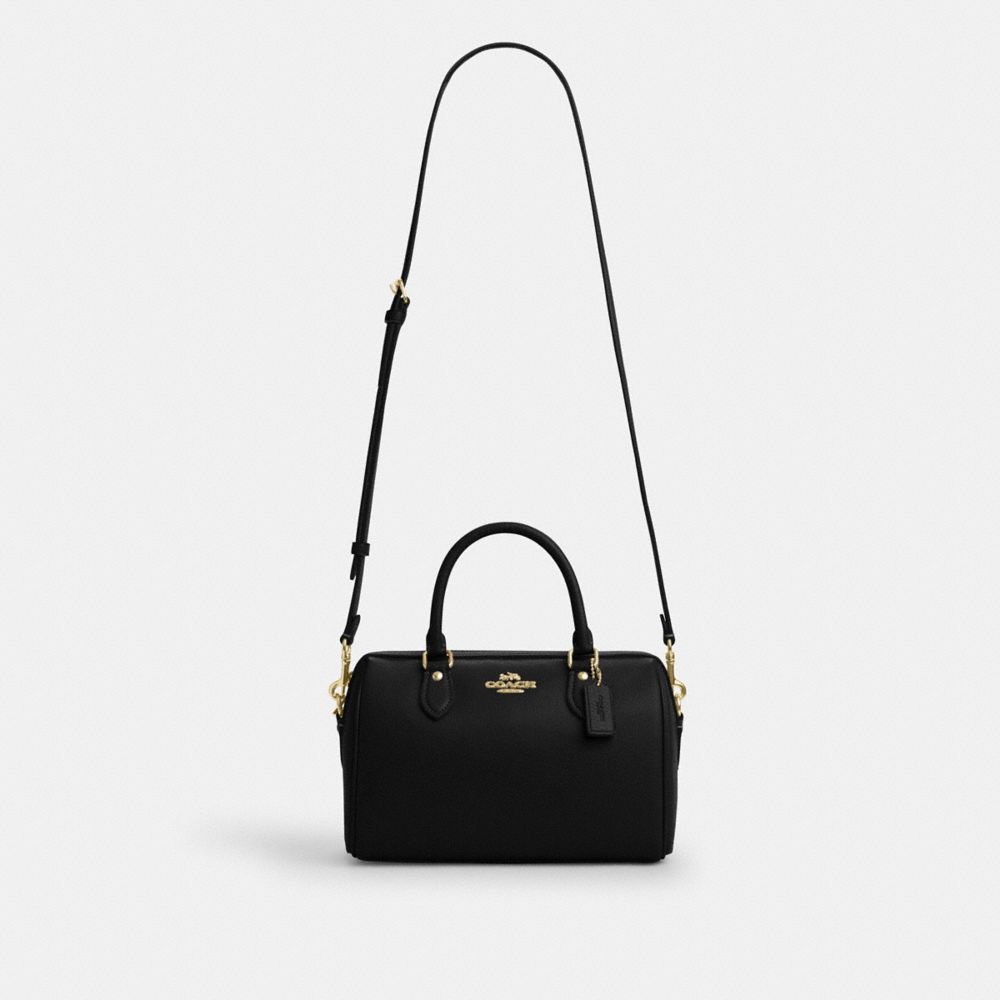 Coach Rowan Satchel Bag Gold Black