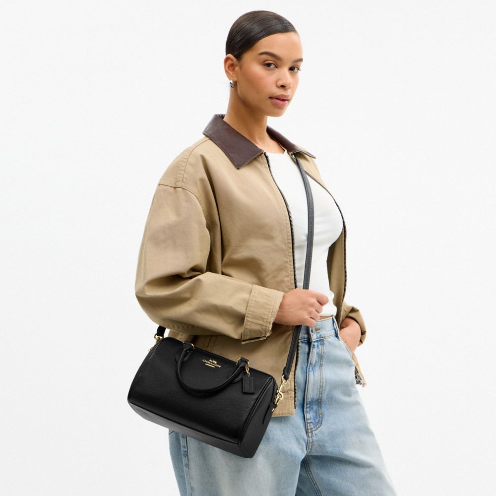 Coach Rowan Satchel Bag Gold Black