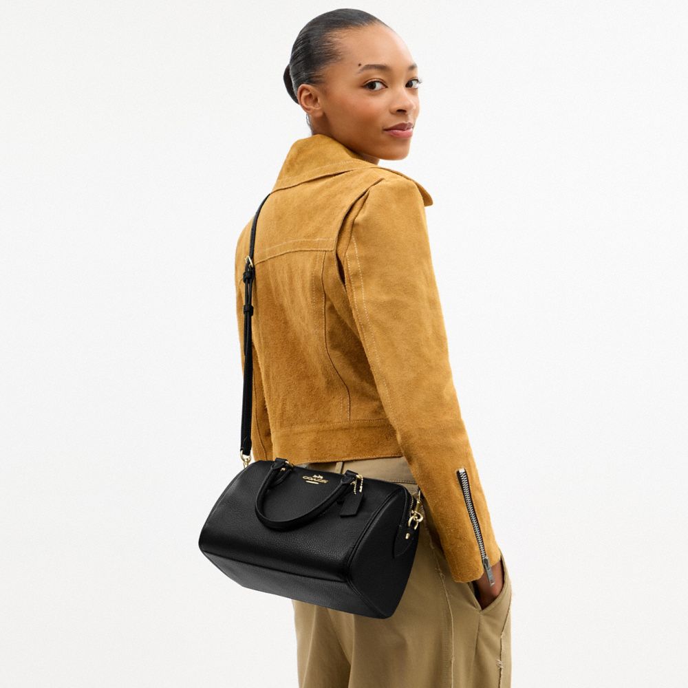 Coach Rowan Satchel Bag Gold Black