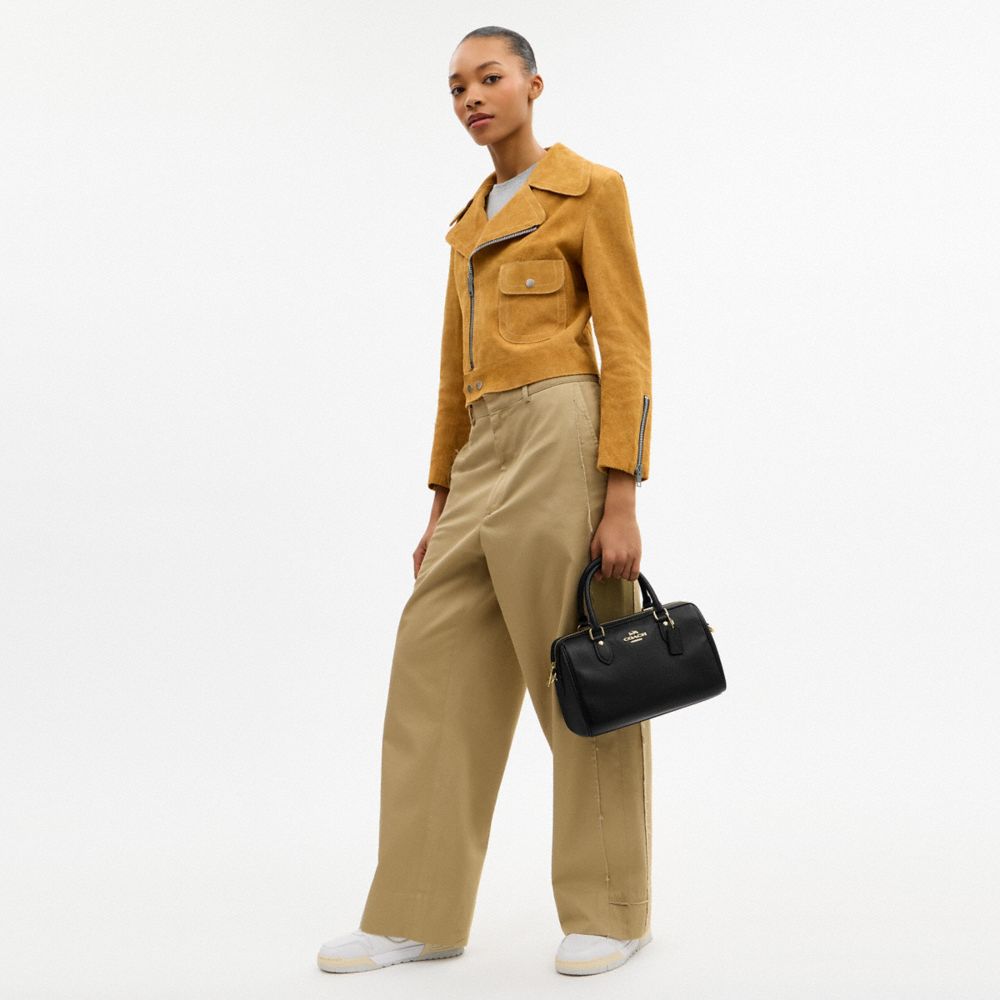 Coach Rowan Satchel Bag Gold Black