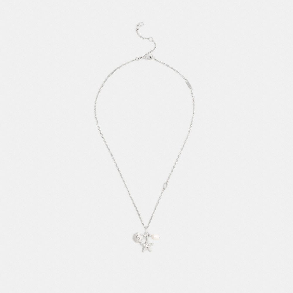 Coach Pearl And Seashell Pendant Necklace Silver Pearl