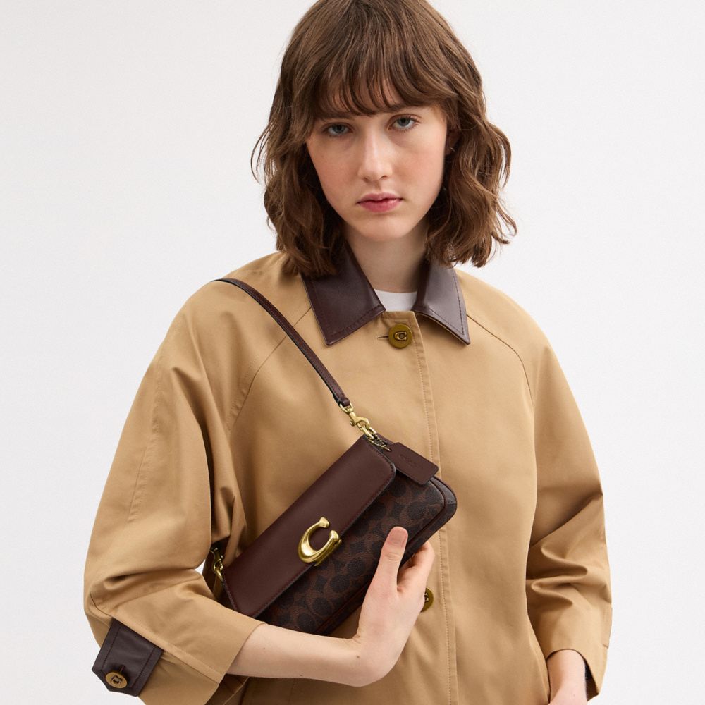 Coach Jet Shoulder Bag In Signature Canvas Brass Maple