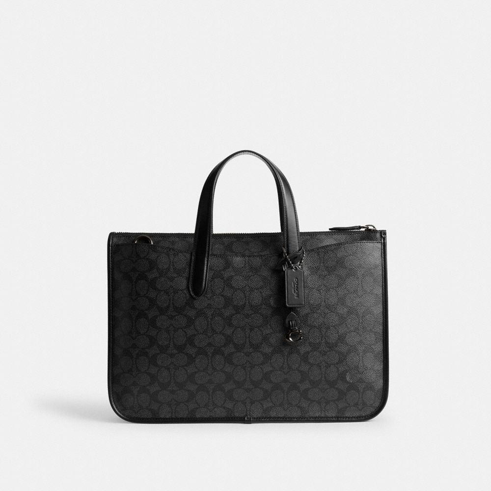 Coach Isaac Workbag In Signature Canvas Charcoal Signature