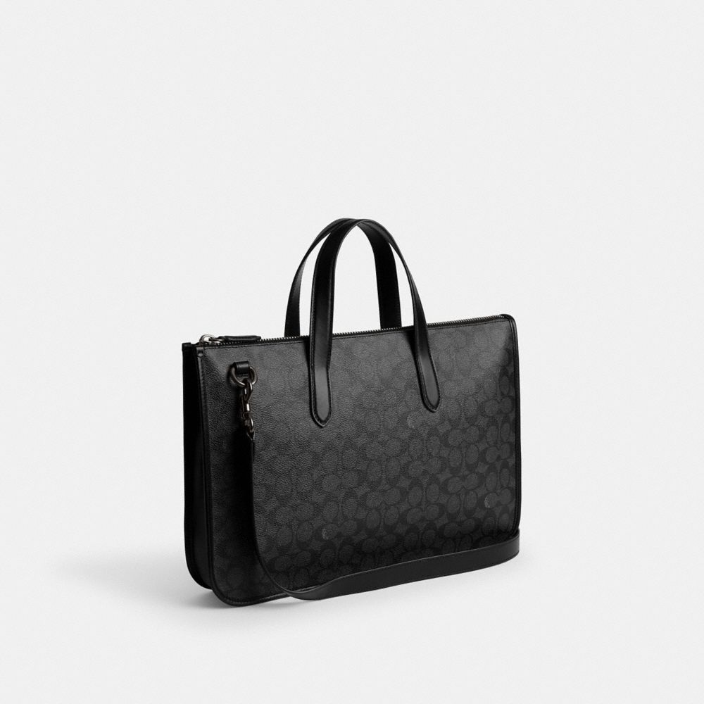 Coach Isaac Workbag In Signature Canvas Charcoal Signature