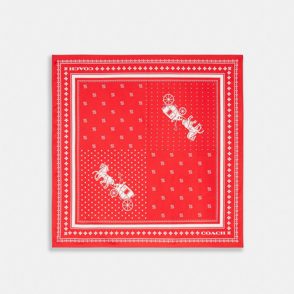 Coach Horse And Carriage Dot Print Silk Bandana Flame Scarlet