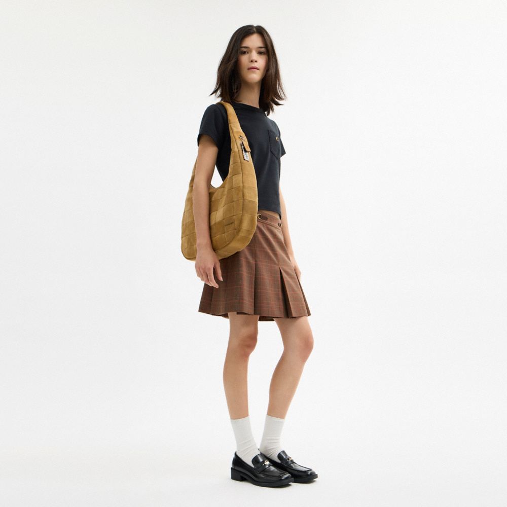 Coach Alter/Ego Large Crescent Shoulder Bag Sand Suede